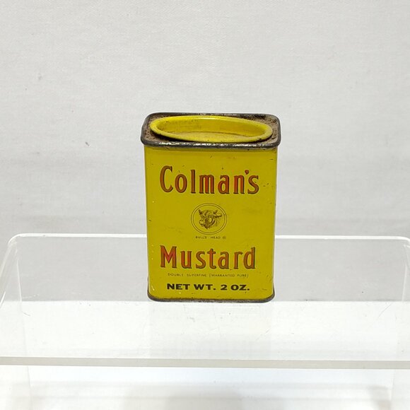 Colman's Bull's Head Mustard Spice Tin 2 Oz Collectible Décor Tin England VTG - Picture 2 of 6